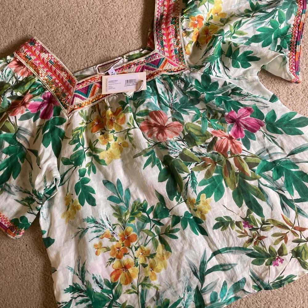 Johnny Was embroidered square neck peasant top boho NWT - Picture 8 of 14